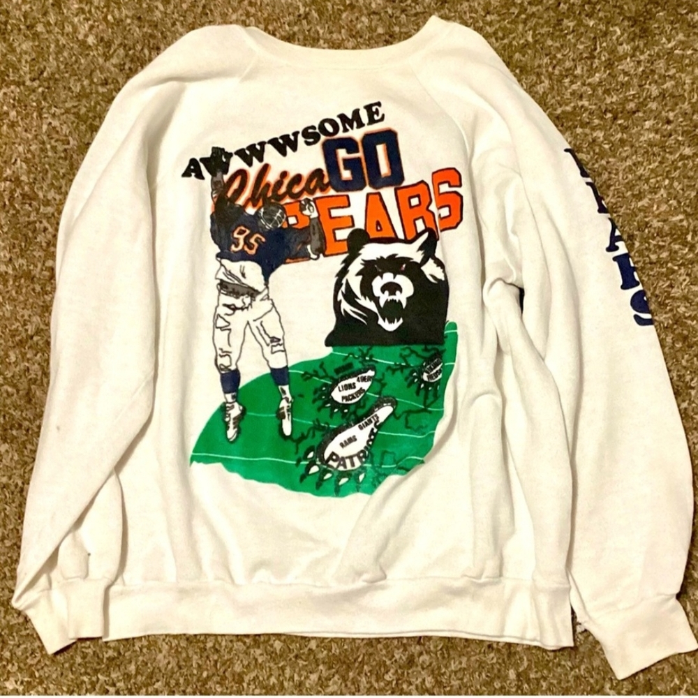 NFL Chicago Bears Super Bowl XX Super Season '85 White Graphic Crewneck Sweater
